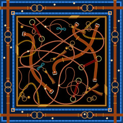 Chains and belts. Vector pattern for scarf.