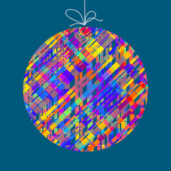 Christmas greeting card for the holiday season. Concept geometric Christmas ball motif for card, invitation, header print and web design.