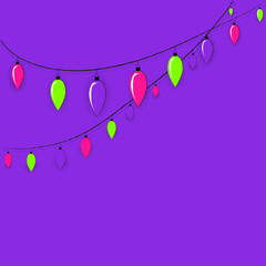  Bright Christmas garland.Modern colors. Christmas card with space for text.