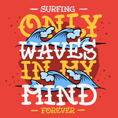 Surfing Surf Themed T Shirt Print Design Hand Drawn Traditional Old School Tattoo Aesthetic Flesh Body Art Influenced Drawing Vintage Inspired Illustration Vector Graphic