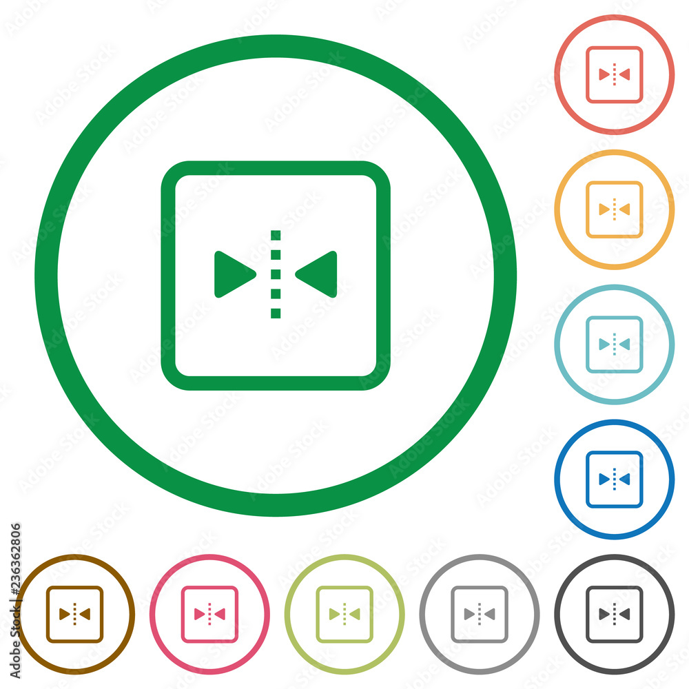 Poster Mirror object around vertical axis flat icons with outlines