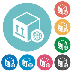 Worldwide package transportation flat round icons