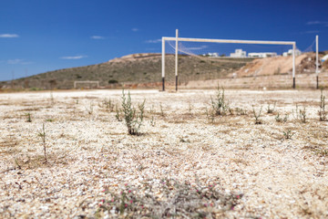 Fußballplatz, trocken, sandig, Griechenland