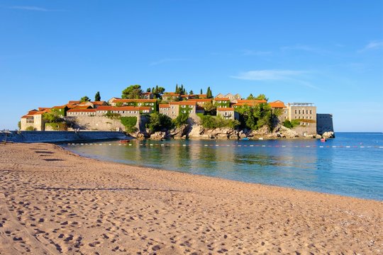 Island Sveti Stefan, near Budva, Adriatic coast, Montenegro, Europe