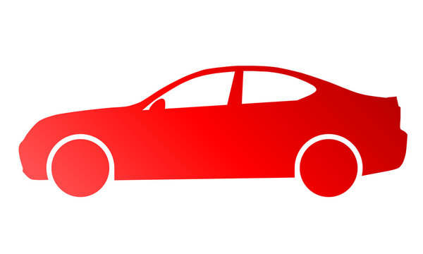 Car symbol icon - red gradient, 2d, isolated - vector