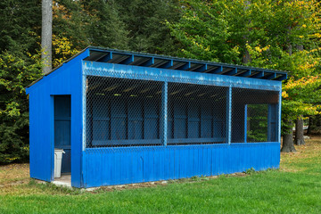 Little league baseball dugout.