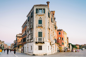 Fototapeta na wymiar Venice, Italy - Crossing of Via Garibaldi with seven martyrs shore