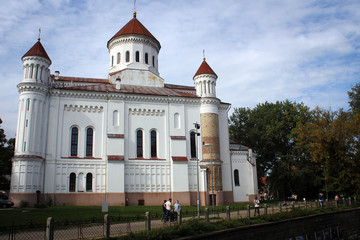 Fototapeta na wymiar Orthodox Cathedral of the Theotokos view in Vilnius, Lithuania