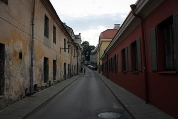 Fototapeta na wymiar Old cozy streets of Vilnius, Lithuania
