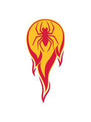 brennen flammen feuer heiß spinne logo design ekelig horror halloween gruselig insekt krabbeln beine umriss