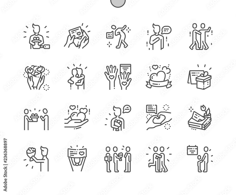Aufkleber international thank you day well-crafted pixel perfect vector thin line icons 30 2x grid for web gra