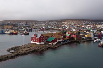 Fototapeta na wymiar Torshavn harbor on Faroe Islands
