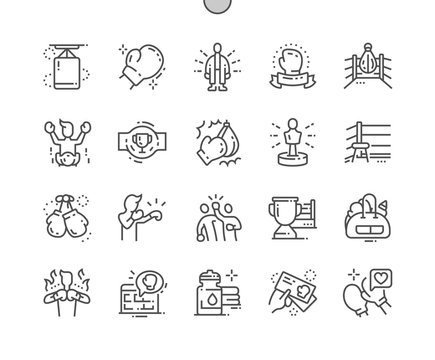 Boxing Well-crafted Pixel Perfect Vector Thin Line Icons 30 2x Grid for Web Graphics and Apps. Simple Minimal Pictogram