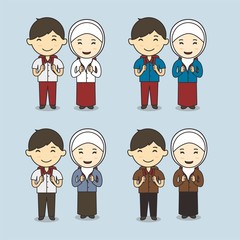 Muslim student vector illustration