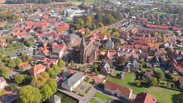 Germany: Church and city from the air.