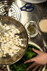 Vegetables sauteed in a wok with oil