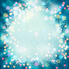 Fototapeta na wymiar Holiday background with a christmas tree and garland. Vector
