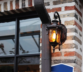 beautiful design interior lamps on wall at cafe