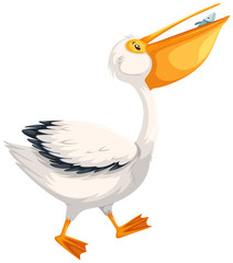 A pelican character on white background