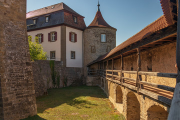 Covered ringwall at Imperial Abbey of Comburg monastery near Schwaebisch Hall, Germany
