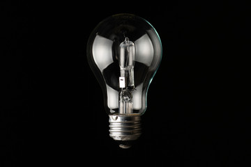 light bulb on black background