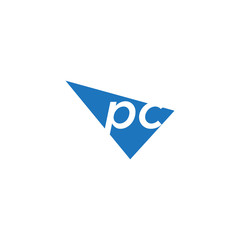 initial two letter pc negative space triangle logo