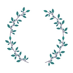 wreath floral branch on white background