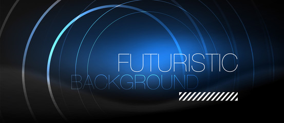 Dark abstract background with glowing neon circles