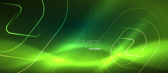 Color shiny neon lights background with abstract lines