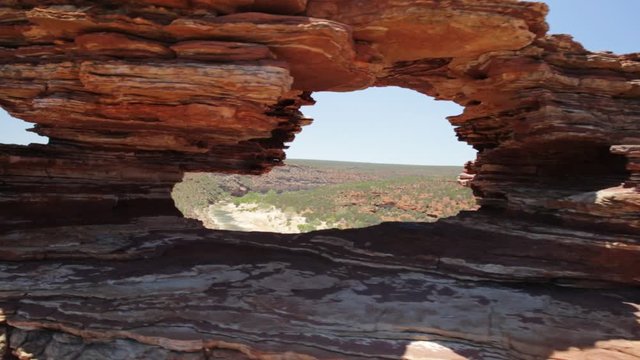 Nature's Window in Kalbarri National Park, Western Australia. The red rock sandstone arch is the most iconic natural attractions in WA. Australian outback travel destination.
