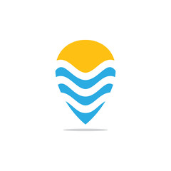 sun waves location symbol logo vector