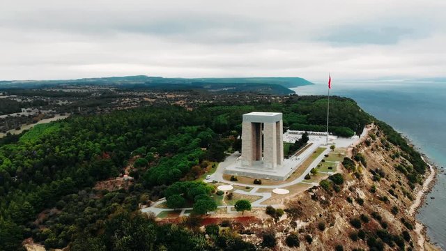 The &Ccedil;anakkale Martyrs' Memorial is a war memorial commemorating the service of about 253,000 Turkish soldiers who participated at the Battle of Gallipoli.
