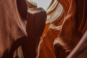 Impressive view of the sand walls in the Antelope Canyon in Arizona