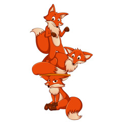 Obraz premium Vector illustration of cute cartoon Fox