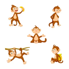 Fototapete Affe Vektor-Illustration eines niedlichen Cartoon-Affen