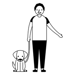 happy boy with her pet dog