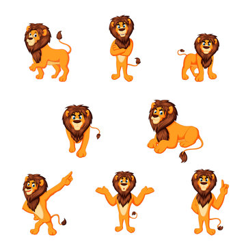 Vector illustration of cartoon lion