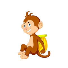 vector illustration of a cute cartoon monkey