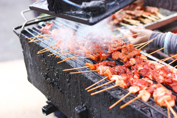 grilled pork on stick