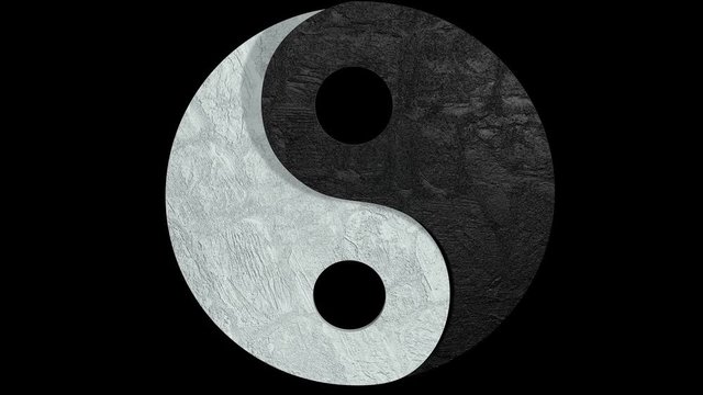 3D Animation of the emerging balance (yin yang) symbol with alpha chanel