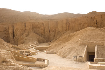 Buildings and columns of ancient Egyptian megaliths. Ancient rui