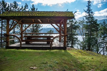 An old gazebo by the lake 