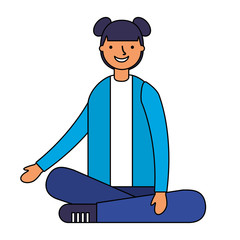 smiling girl sitting crossed legs