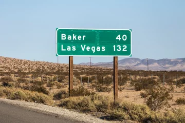 Küchenrückwand glas motiv Las Vegas 132 miles highway on I-15 near Barstow in California.   © trekandphoto