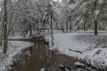 Amazing Winter Landscape with snow covered trees in South Park in city of Sofia, Bulgaria