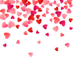 Red flying hearts bright love passion vector background.