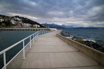 Fototapeta premium view of the bridge and sea