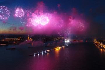 Salute Scarlet Sails. The festive salute is grandiose. Fireworks