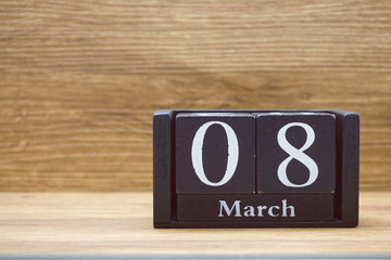 women's day 8 March with wooden block calendar