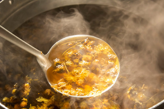 boiled Chrysanthemum Tea in the pot